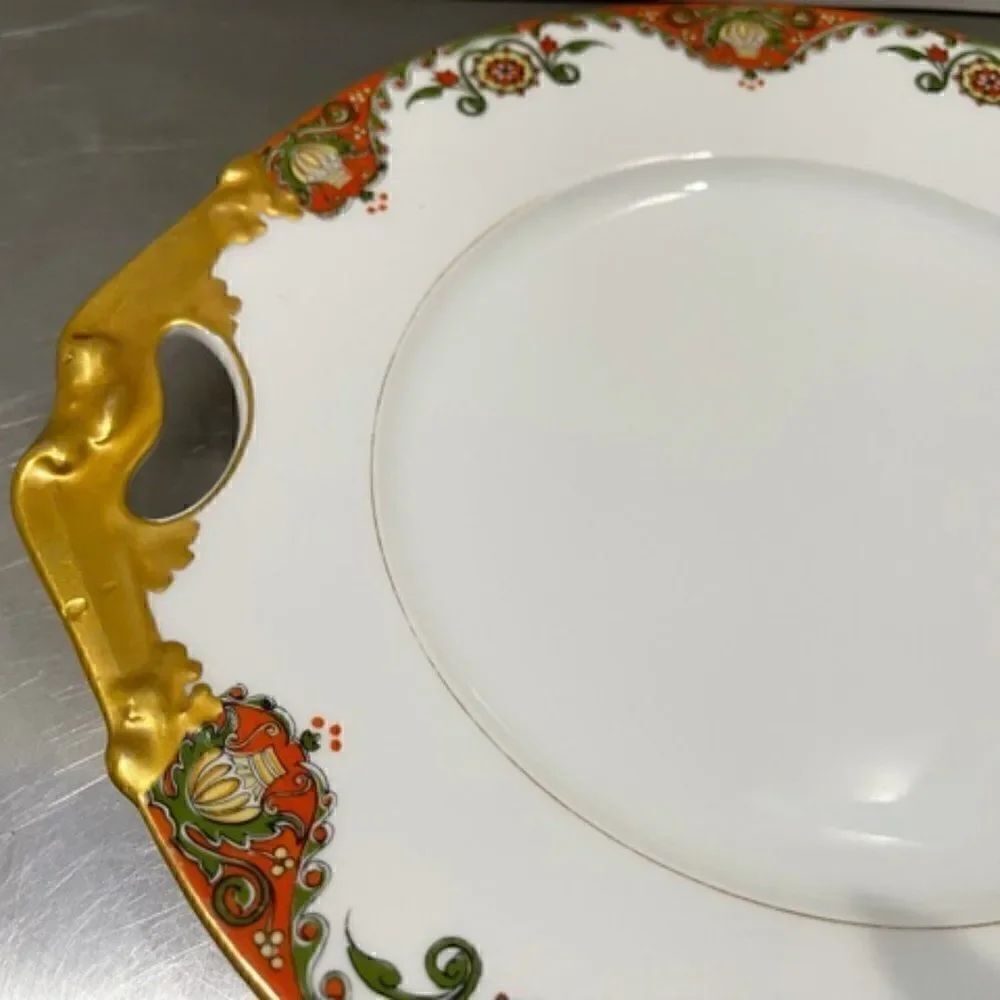 Bernardaud Limoges HANDLED TRAY Handpainted Red - Picture 3 of 6